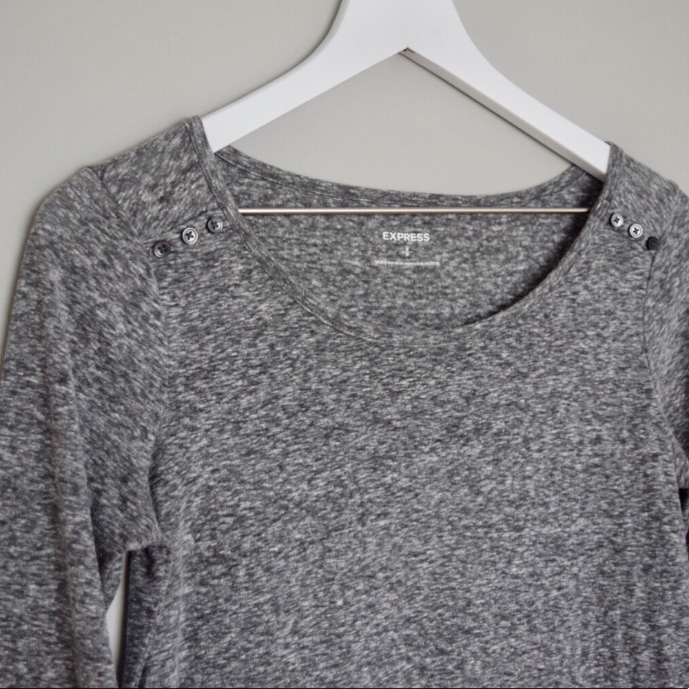 Express 3/4 Sleeve Dark Gray Space Dye Top - Picture 2 of 8